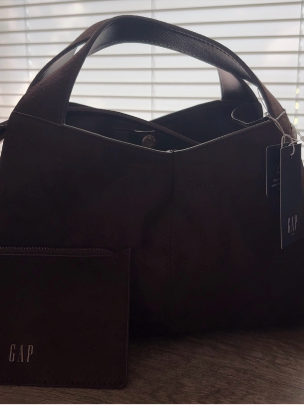 GAP Chocolate Brown Tote with Matching Card Wallet